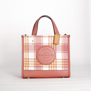 coach dempsey tote 22 with garden plaid print