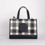 dempsey carryall with garden plaid print and coach patch