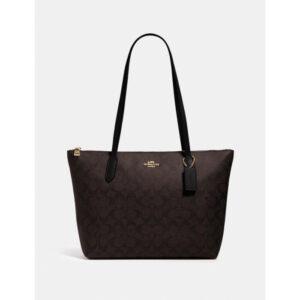 COACH ZIP TOP TOTE IN SIGNATURE CANVAS