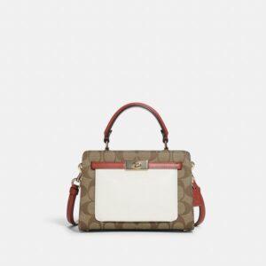COACH MINI LANE TOP HANDLE IN COLORBLOCK SIGNATURE CANVAS