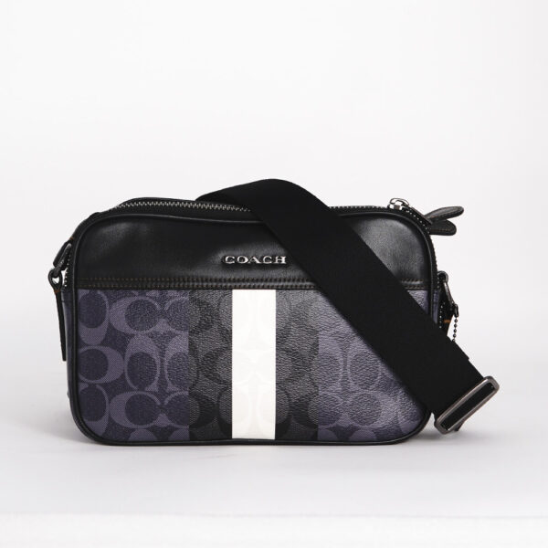 coach graham crossbody in blocked signature canvas with varsity stripe