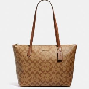 COACH ZIP TOP TOTE IN SIGNATURE CANVAS