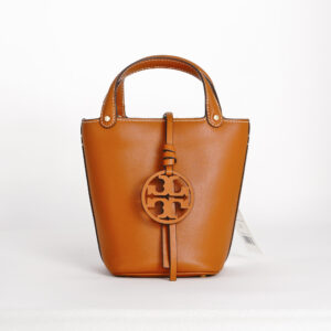 tory burch miller mini bucket in aged camello