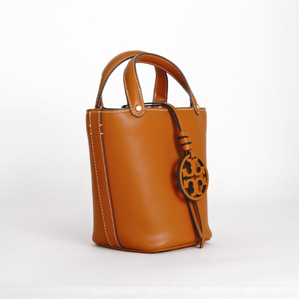 tory burch miller mini bucket in aged camello