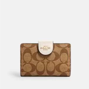 COACH MEDIUM CORNER ZIP WALLET IN SIGNATURE CANVAS
