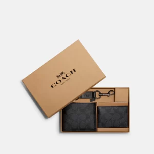 COACH COMPACT ID WALLET IN SIGNATURE CANVAS ( WITHOUT KEYCHAIN WALLET ONLY )