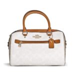 coach rowan satchel in blocked signature canvas