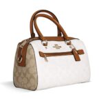 coach rowan satchel in blocked signature canvas
