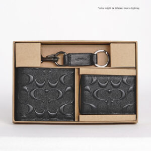 coach boxed compact id wallet with trigger snap key fob