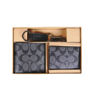 COACH BOXED COMPACT ID WALLET WITH TRIGGER SNAP KEY FOB