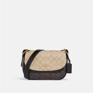 COACH MACIE SADDLE BAG IN BLOCKED SIGNATURE CANVAS