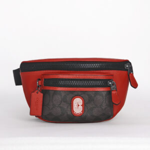 coach westway belt bag in colorblock signature canvas with coach patch