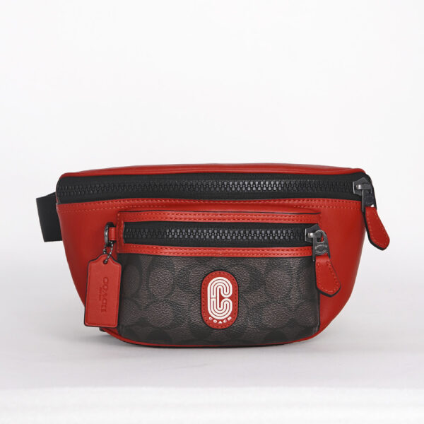 coach westway belt bag in colorblock signature canvas with coach patch