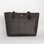 coach zip top tote in signature canvas