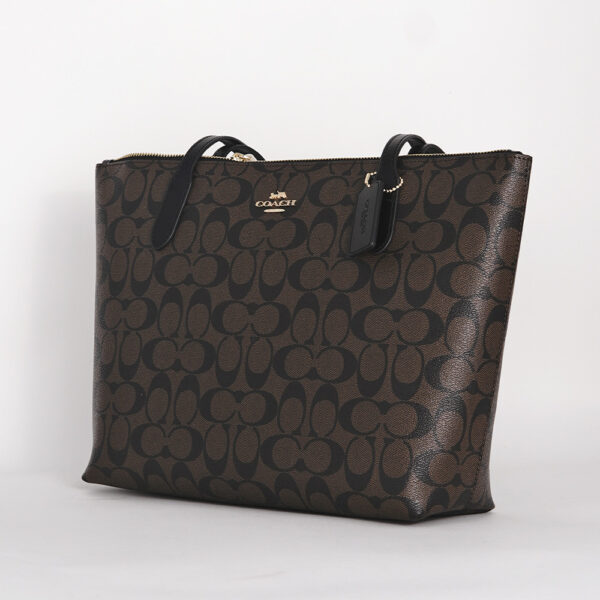 coach zip top tote in signature canvas