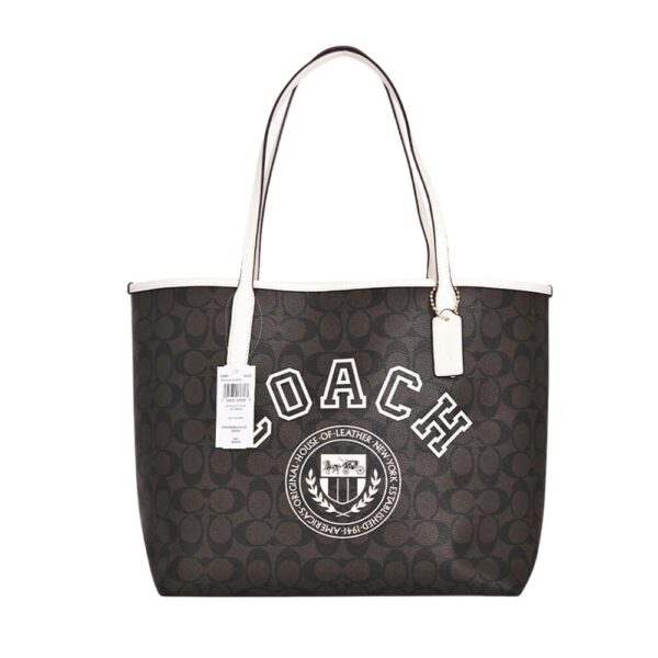 coach city tote in signature canvas with varsity motif