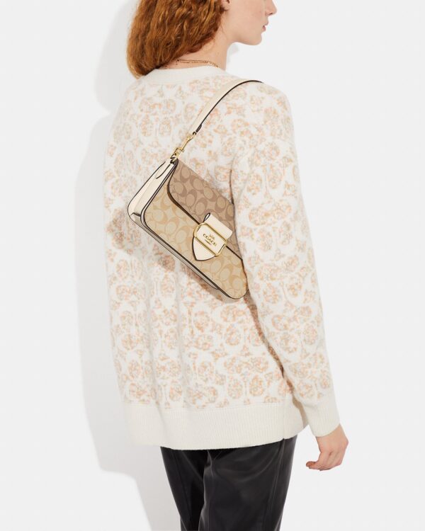 coach morgan shoulder bag in blocked signature canvas