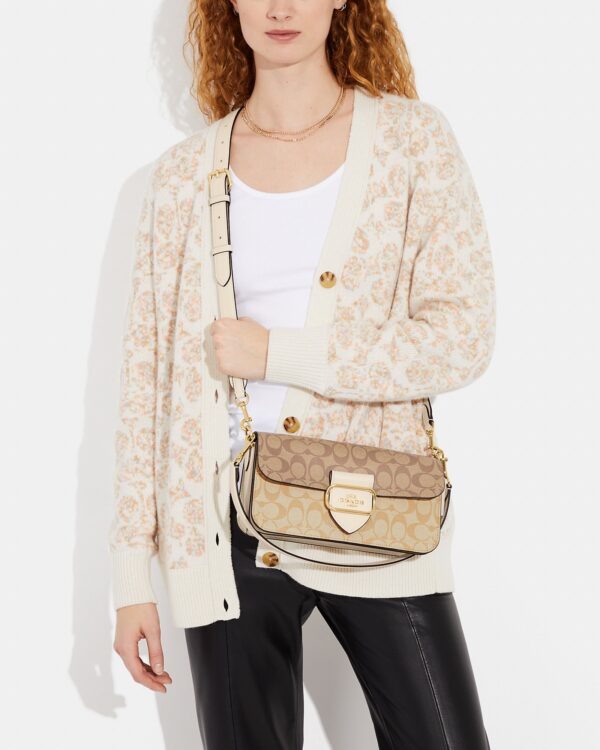 coach morgan shoulder bag in blocked signature canvas