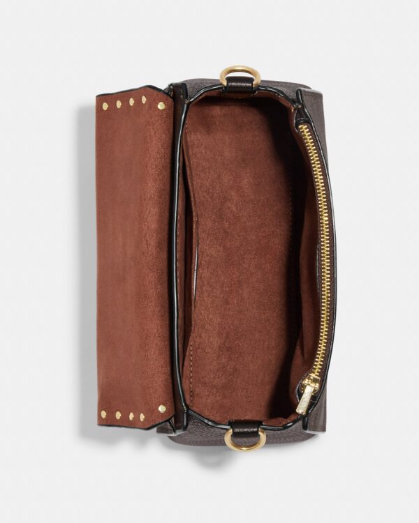 coach morgan top handle satchel in colorblock signature canvas with rivets