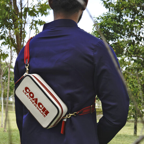 coach kia camera bag in colorblock