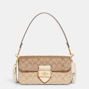 coach morgan shoulder bag in blocked signature canvas