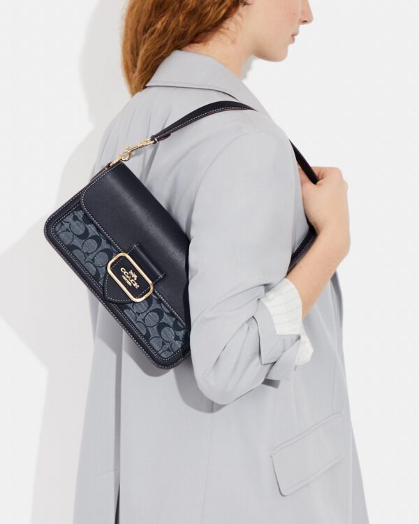 coach morgan shoulder bag in signature chambray