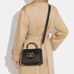 coach morgan top handle satchel in colorblock signature canvas with rivets