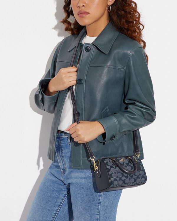 coach mini rowan crossbody in signature chambray