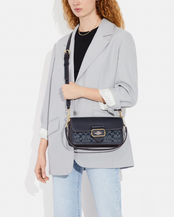 coach morgan shoulder bag in signature chambray