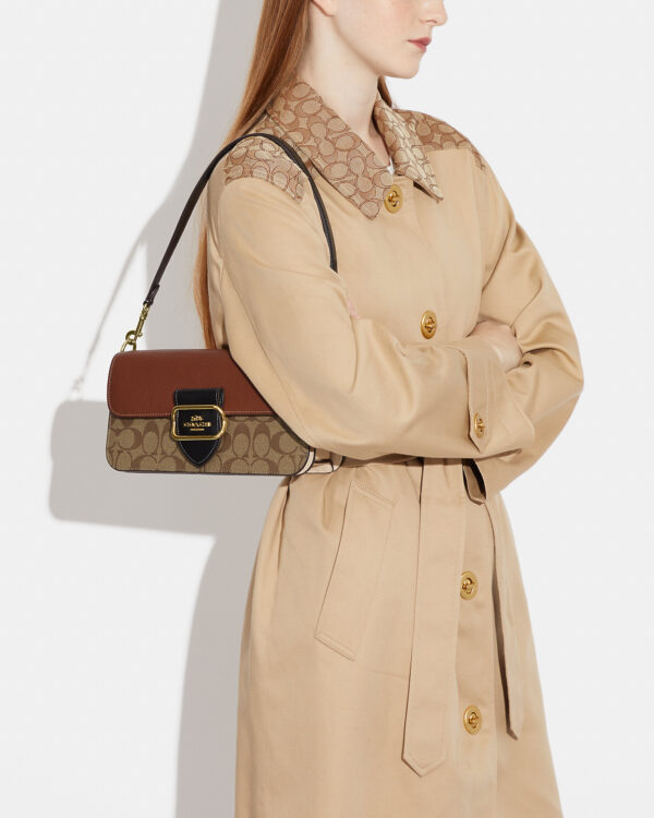 coach morgan shoulder bag in colorblock signature canvas