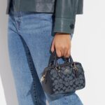 coach mini rowan crossbody in signature chambray