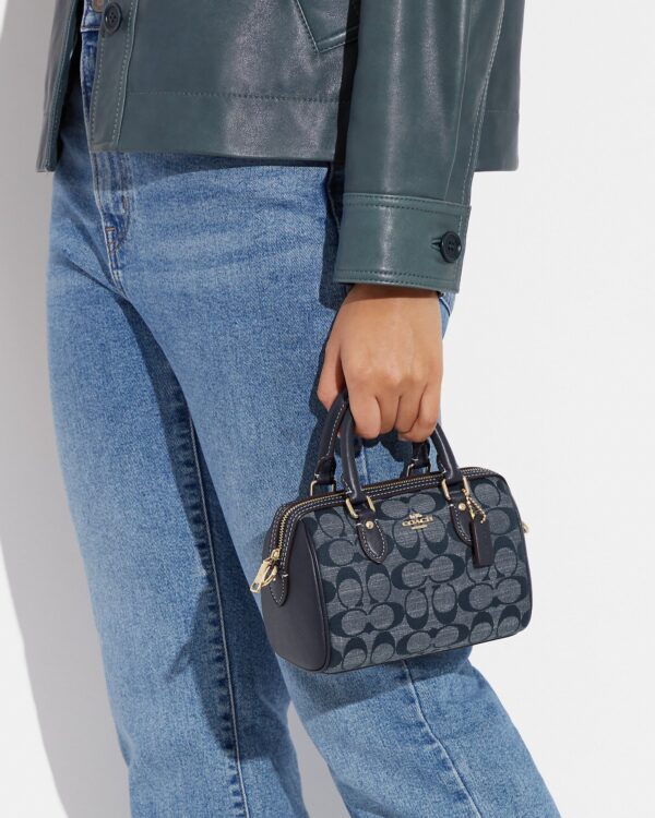 coach mini rowan crossbody in signature chambray
