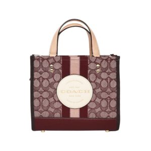 coach dempsey tote 22 in signature jacquard with stripe and coach patch