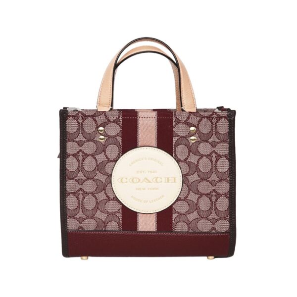 coach dempsey tote 22 in signature jacquard with stripe and coach patch