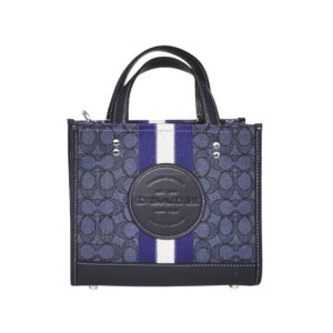 coach dempsey tote 22 in signature jacquard with stripe and coach patch