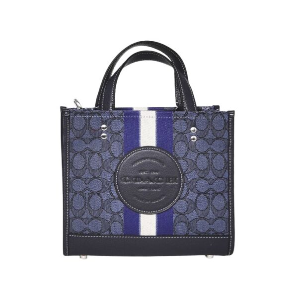 coach dempsey tote 22 in signature jacquard with stripe and coach patch