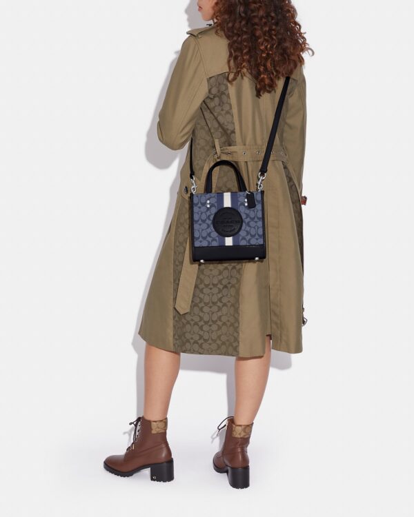 coach dempsey tote 22 in signature jacquard with stripe and coach patch