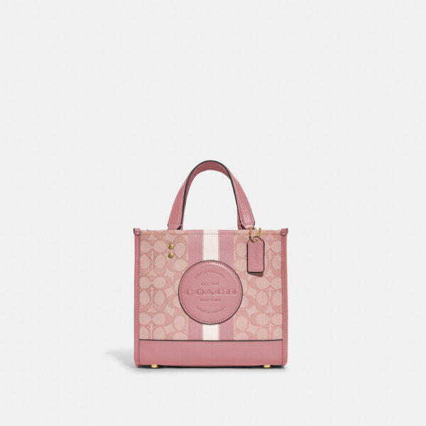 coach dempsey tote 22 in signature jacquard with stripe and coach patch