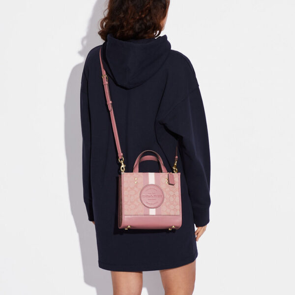 coach dempsey tote 22 in signature jacquard with stripe and coach patch