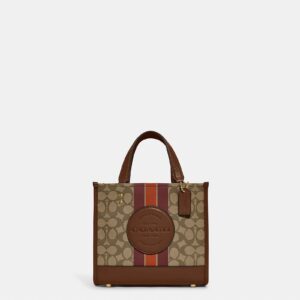 coach dempsey tote 22 in signature jacquard with stripe and coach patch