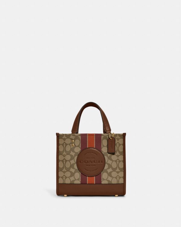coach dempsey tote 22 in signature jacquard with stripe and coach patch