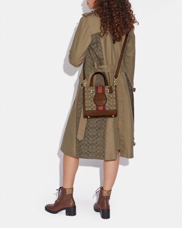 coach dempsey tote 22 in signature jacquard with stripe and coach patch