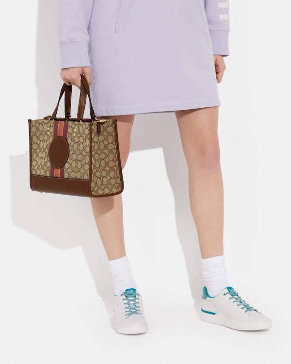 coach dempsey carryall in signature jacquard with stripe and coach patch