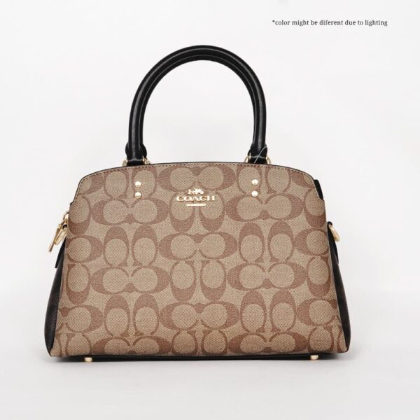 coach mini lillie carryall in blocked signature canvas