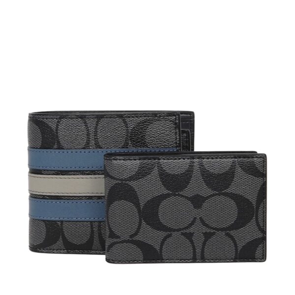 coach 3 in 1 wallet in signature canvas with varsity stripe
