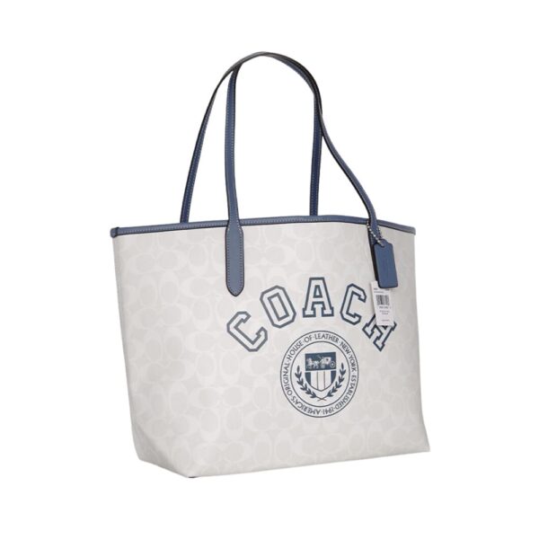 coach city tote in signature canvas with varsity motif
