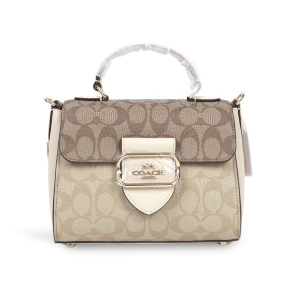 coach morgan top handle stachel in blocked signature canvas
