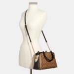 coach mini lillie carryall in blocked signature canvas