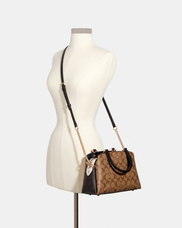 coach mini lillie carryall in blocked signature canvas