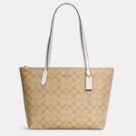 coach zip top tote in signature canvas